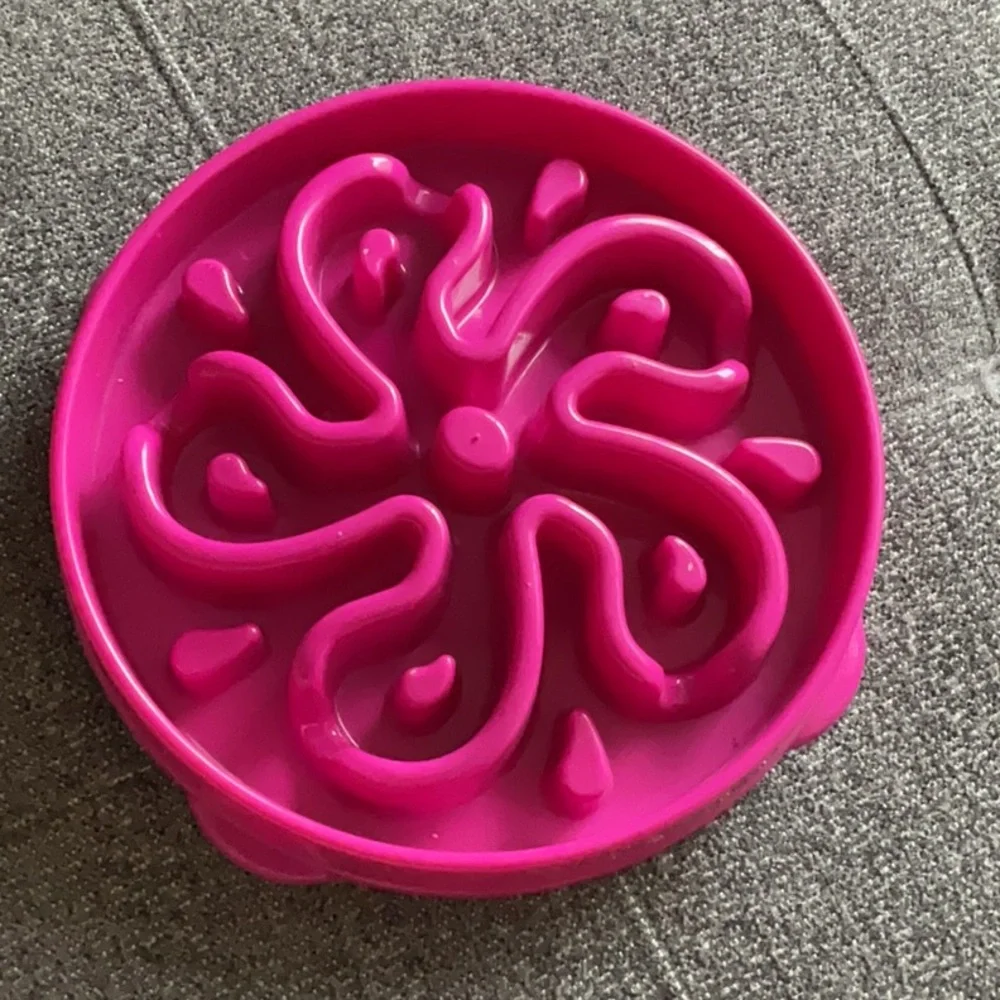 BOWL Slow Eating Bowl dish for M to L Dogs Size 4 cups magenta pink no box